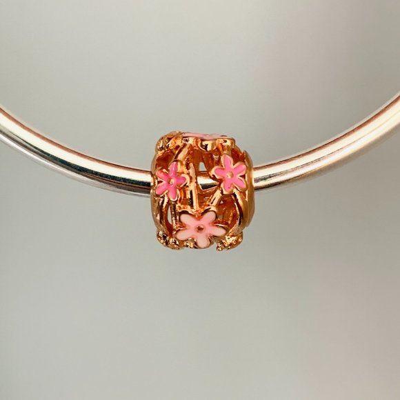 NEW Authentic Pandora ROSE GOLD Openwork Pink Daisy Flower Charm - Picture 6 of 7